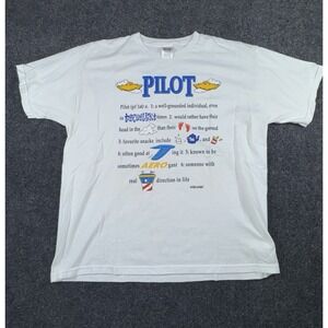 Vintage Fruit of the Loom Best Pilot Definition Graphic Tee White XL